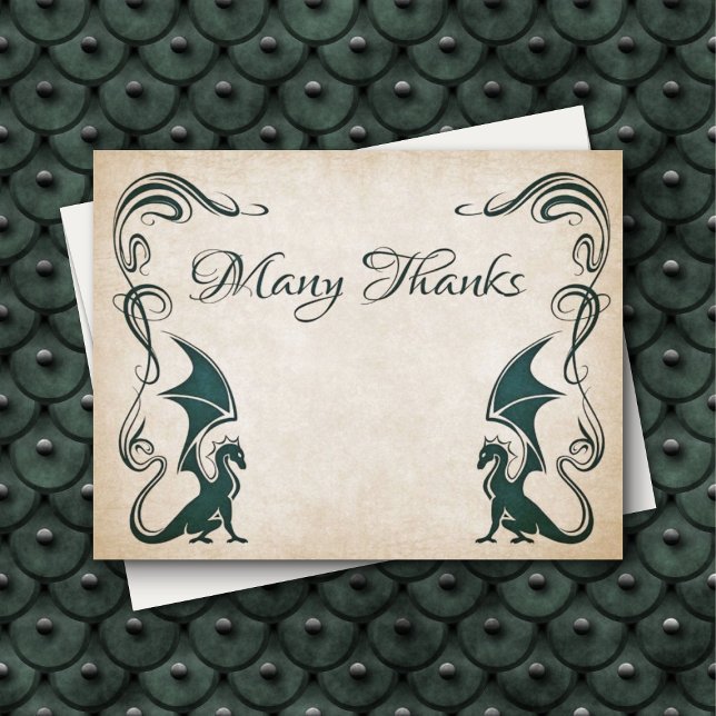 Dragon Mediaeval Fantasy Wedding Thank You Card (Creator Uploaded)