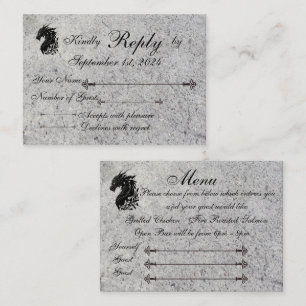 Dragon, mediaeval RSVP/Menu Card