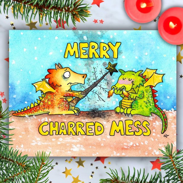 Dragon Merry Christmas postcard by Nicole Janes (Creator Uploaded)