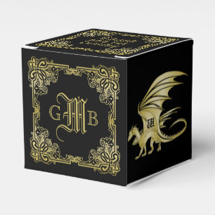 Dragon Monogram Gold Frame Traditional Book Cover Favour Box