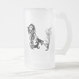 Dragon Monogram J Frosted Glass Beer Mug