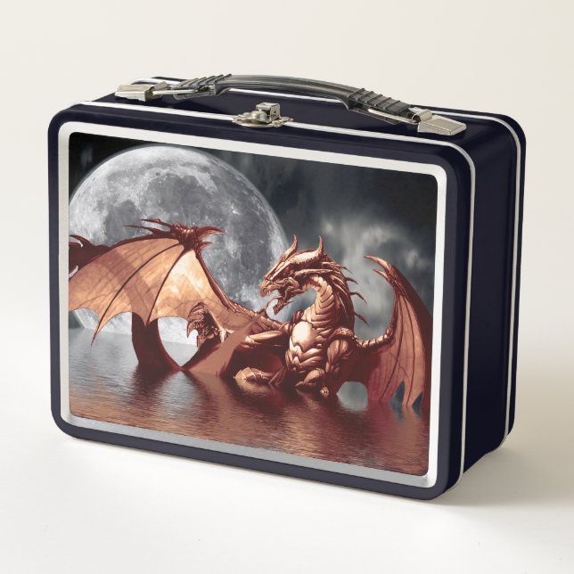 Dragon Moon Fantasy Designer Metal Lunch Box (Front)