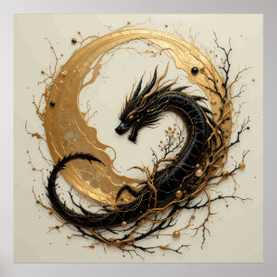 Dragon moon light shadow poster
