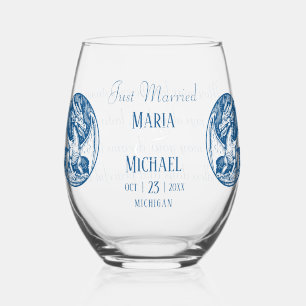 Dragon Motif & Editable Wedding Drinkware Set Stemless Wine Glass