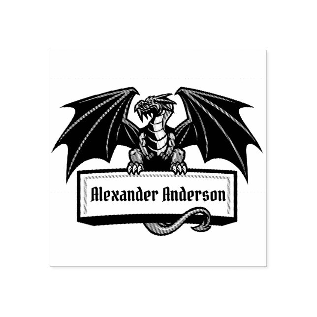 Dragon Name Plate Personalise Rubber Stamp (Imprint)
