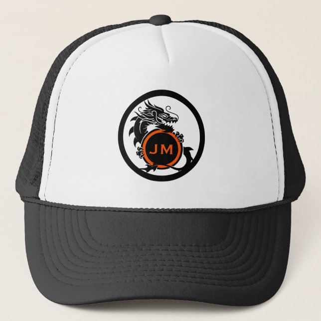Dragon Novelty Golfer Initial Gift Trucker Hat (Front)