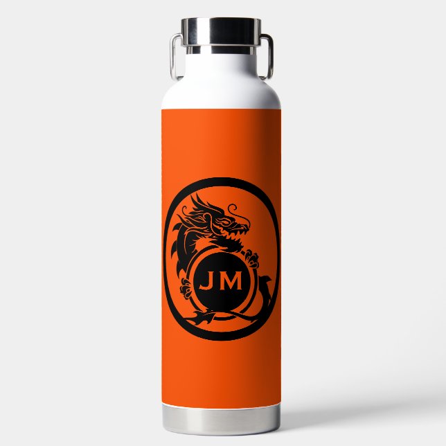 Dragon Novelty Golfer Initial Gift Water Bottle (Front)