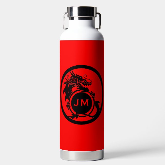 Dragon Novelty Golfer Initial Gift Water Bottle (Front)