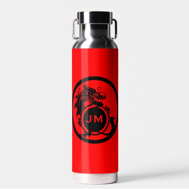 Dragon Novelty Golfer Initial Gift Water Bottle (Front)