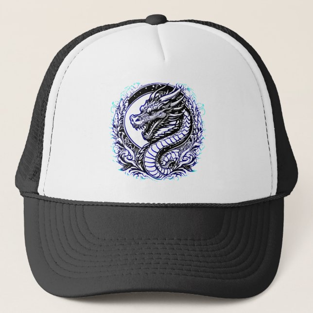 Dragon of Wisdom Blue Trucker Hat (Front)