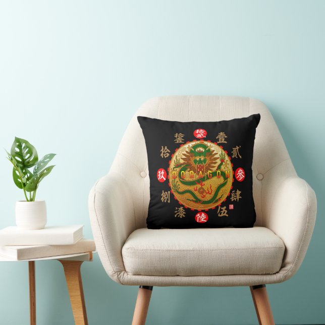 Dragon & Old Kanji numerals Cushion (Chair)