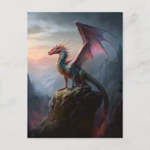 Dragon On A Cliff Fantasy Art Postcard