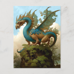 Dragon On A Hill Fantasy Art Postcard