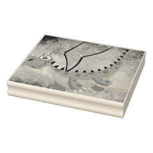 Dragon on an orange texture rubber stamp