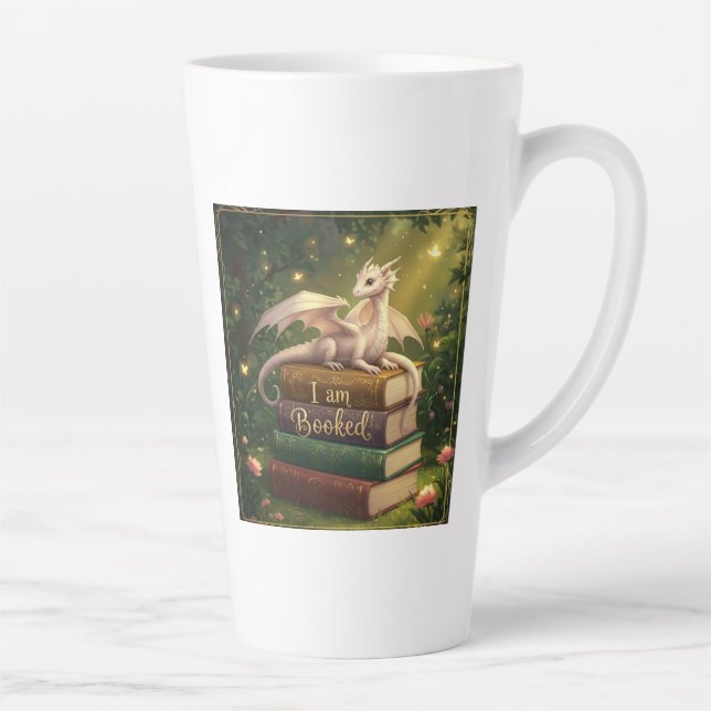 Dragon on books - Latte Mok Latte Mug (Right)