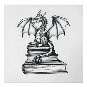 Dragon on Books Photo Print