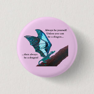 Dragon on Branch 3 Cm Round Badge