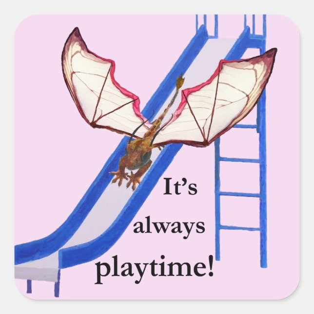 Dragon on Slide Square Sticker (Front)