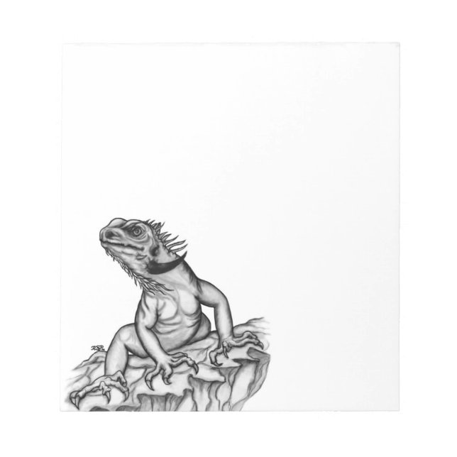 Dragon on the Rock , black and white design Notepad (Front)