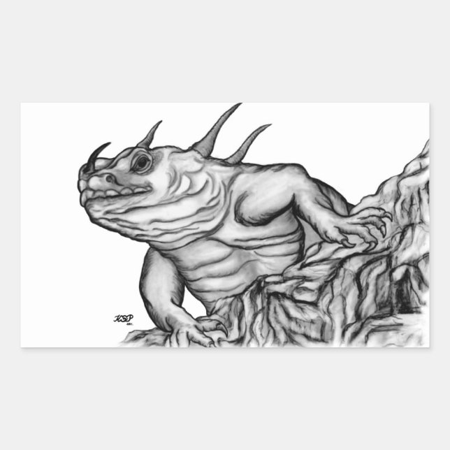 Dragon on the Rock Rectangular Sticker (Front)