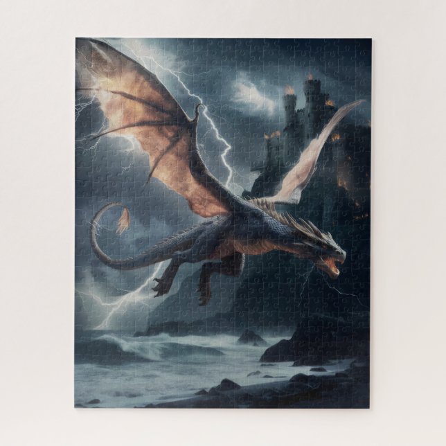 Dragon over the castle. jigsaw puzzle (Vertical)