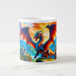 Dragon Over Village Coffee Mug<br><div class="desc">Dragon Over Village Coffee Mug. Detailed illustration of a majestic dragon,  vibrant and fiery colour palette,  intricate scales with shimmering reflections,  powerful wings outstretched,  sharp and fierce eyes,  epic fantasy scene,  epic,  mythical creature,  high-res,  ultra-detailed,  fantasy,  vibrant tones,  detailed scales,  intense gaze,  professional,  dramatic lighting.</div>