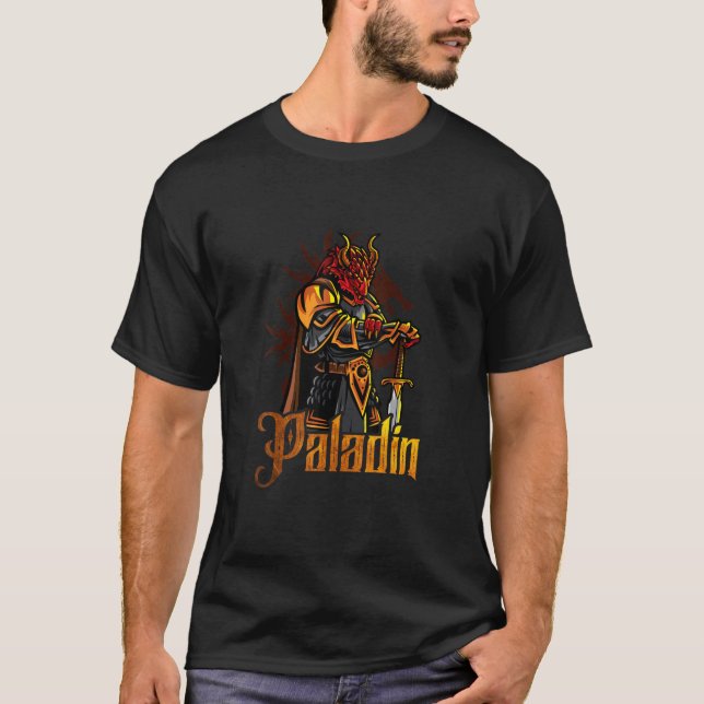 Dragon Paladin Roleplaying D20 Rpg Tabletop Gamer T-Shirt (Front)