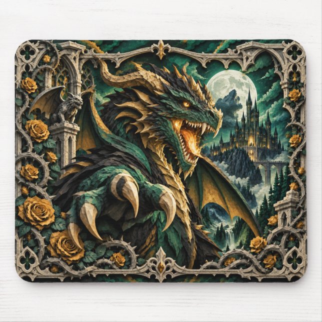 Dragon, Paper Cut Monster Mouse Pad (Front)