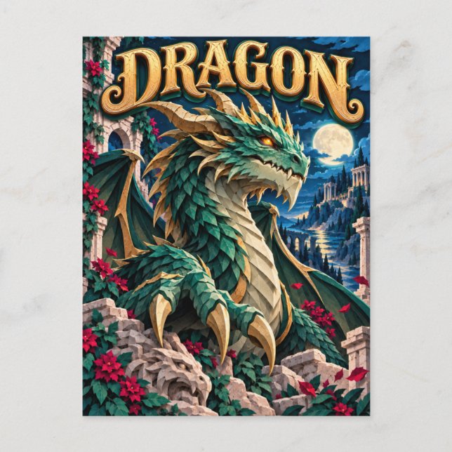 Dragon, Paper Cut Monster Postcard (Front)