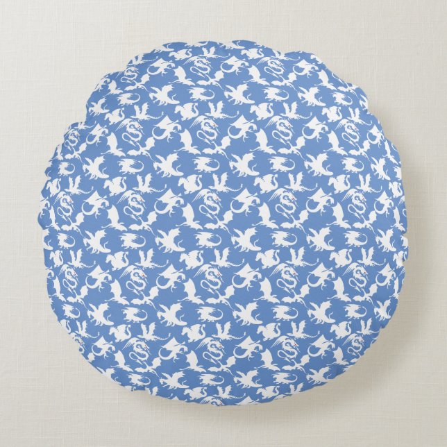 Dragon pattern 01.bx4 Blue BG Round Cushion (Front)