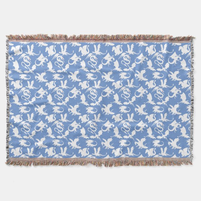 Dragon pattern 01.bx4 Blue BG Throw Blanket (Front)