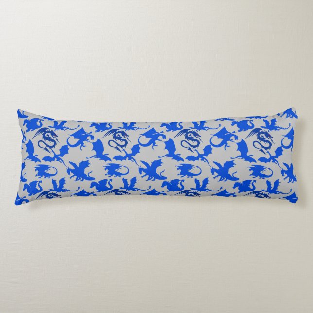 Dragon pattern 02 blue.bwx4 grey BG Body Cushion (Front)
