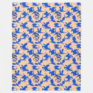 Dragon pattern 02 blue.bwx4 Lorange BG Fleece Blanket