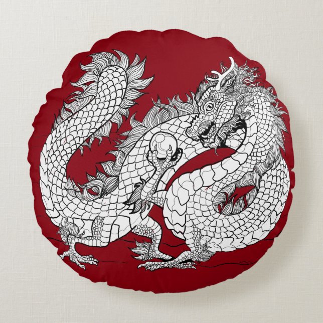 Dragon Pearl Round Cushion (Front)