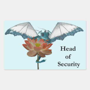 Dragon Peeks Around Flower Rectangular Sticker