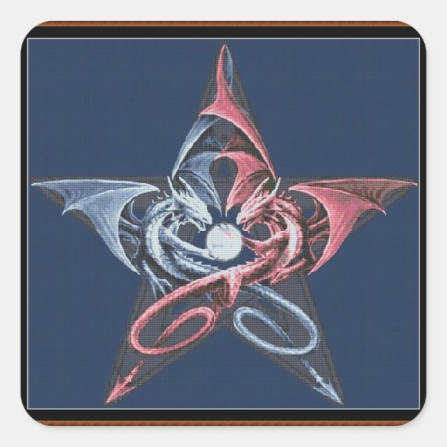 Dragon Pentacle Square Sticker (Front)