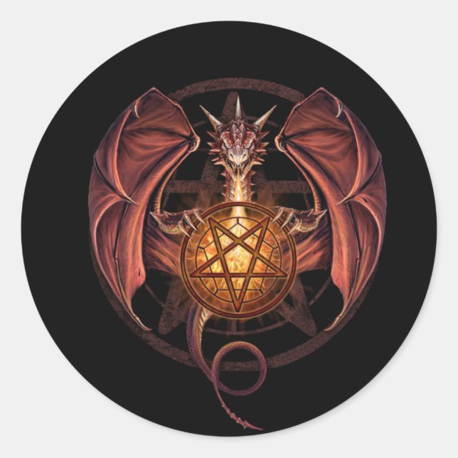 Dragon pentagram classic round sticker (Front)
