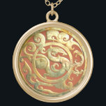 Dragon-Phoenix Chinese Artefact Golden Pendant<br><div class="desc">Exquisit artefact, designed in a unique concept and was artistically made of jade, excavated from the tomb of the southern Yue King from Han Dynasty, 2nd centry BC. Makes a very rare and unique gift with a historical timeless beauty as well as a concept of yin-yang harmony and good feng-shui....</div>