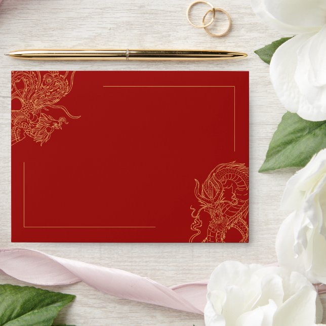 Dragon Phoenix Traditional Red Chinese Wedding  Envelope (Wedding)