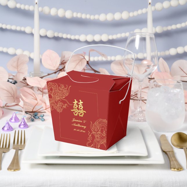 Dragon Phoenix Traditional Red Chinese Wedding Favour Box (Wedding)