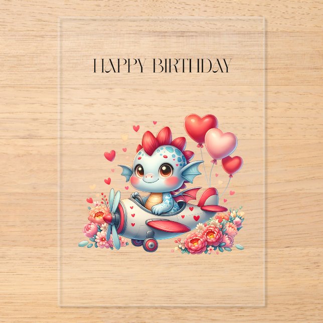 Dragon Pilot Birthday Acrylic Invitations (Front)