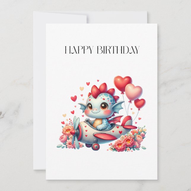 Dragon Pilot Birthday Thank You Card (Front)