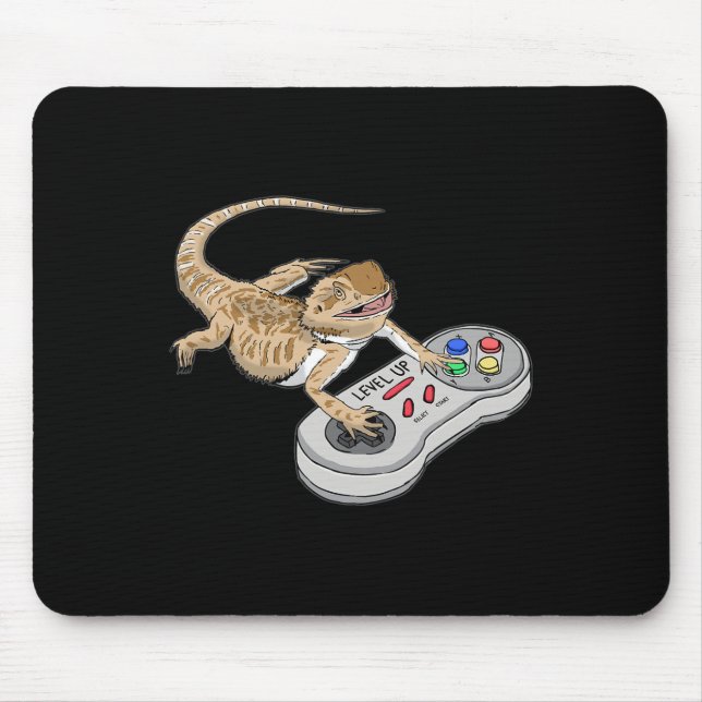 Dragon Playing Video Game Reptiles Pagona Gamers  Mouse Pad (Front)