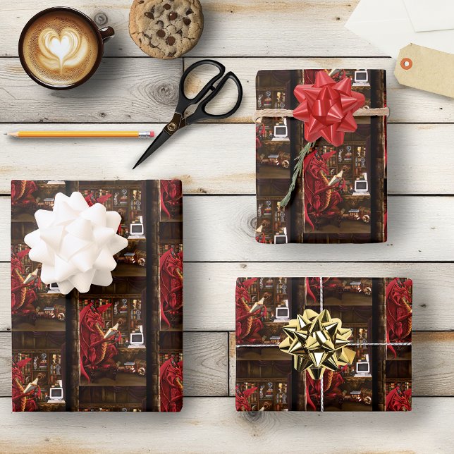 Dragon Podcast Library Wrapping Paper Sheet (Creator Uploaded)