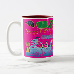 Dragon Pulse Festival hot pink Two-Tone Coffee Mug