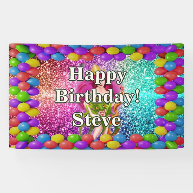 Dragon Queen Personalised character birthday Banner (Horizontal)