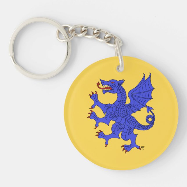 Dragon Rampant Azure Key Ring (Front)