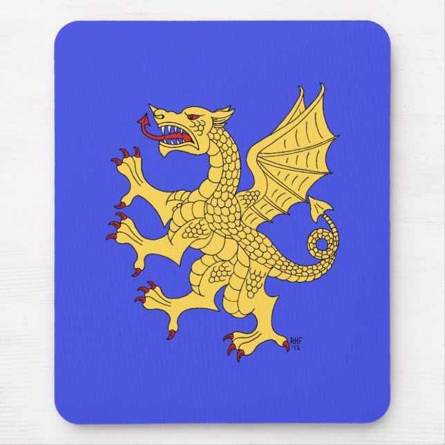 Dragon Rampant (Gold) Mouse Pad (Front)