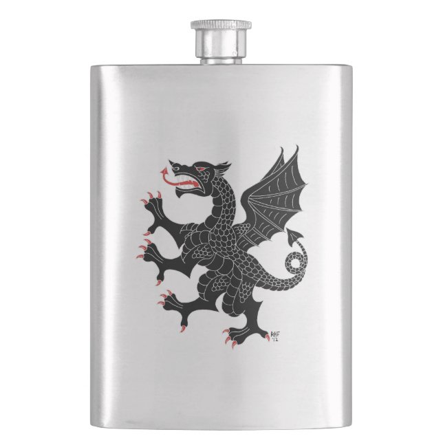 Dragon Rampant Sable Hip Flask (Front)