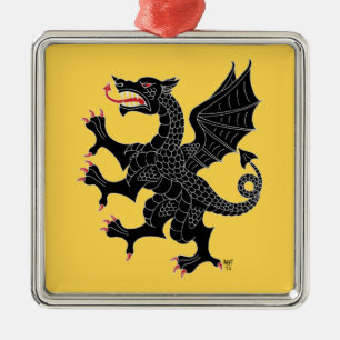Dragon Rampant Sable Metal Tree Decoration